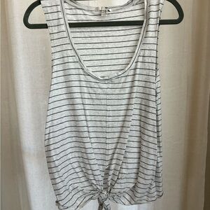 Amuse Society Heather Gray Striped Tank Top